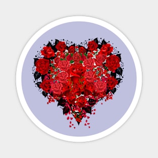 Black Heart Red Roses Magnet